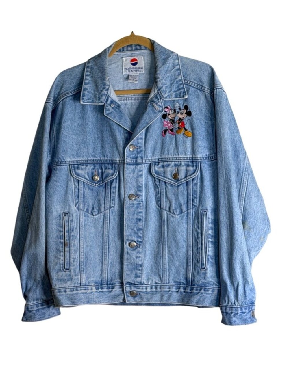 Nothing Else is a Pepsi Mickey & Minnie Mouse Unisex Denim Jacket Blue Vtg Small